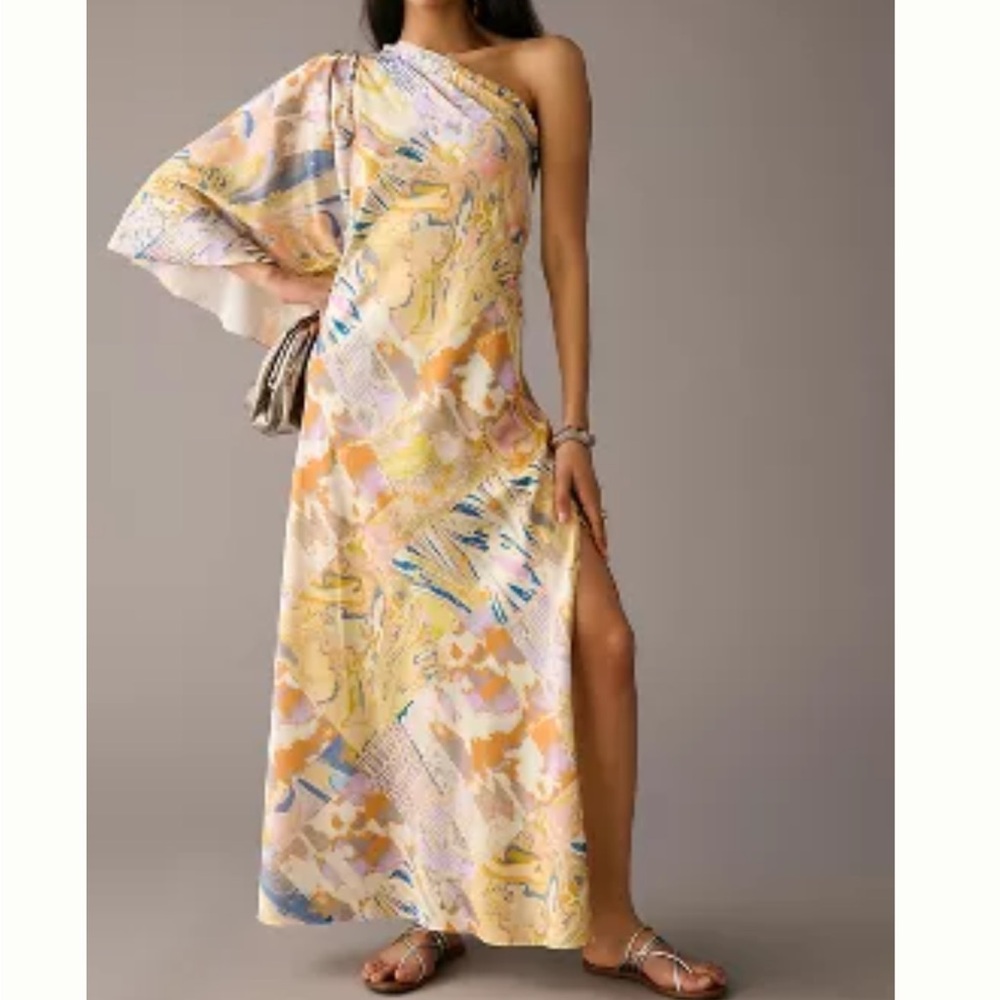 Elegant One-Shoulder Multicolor Dress